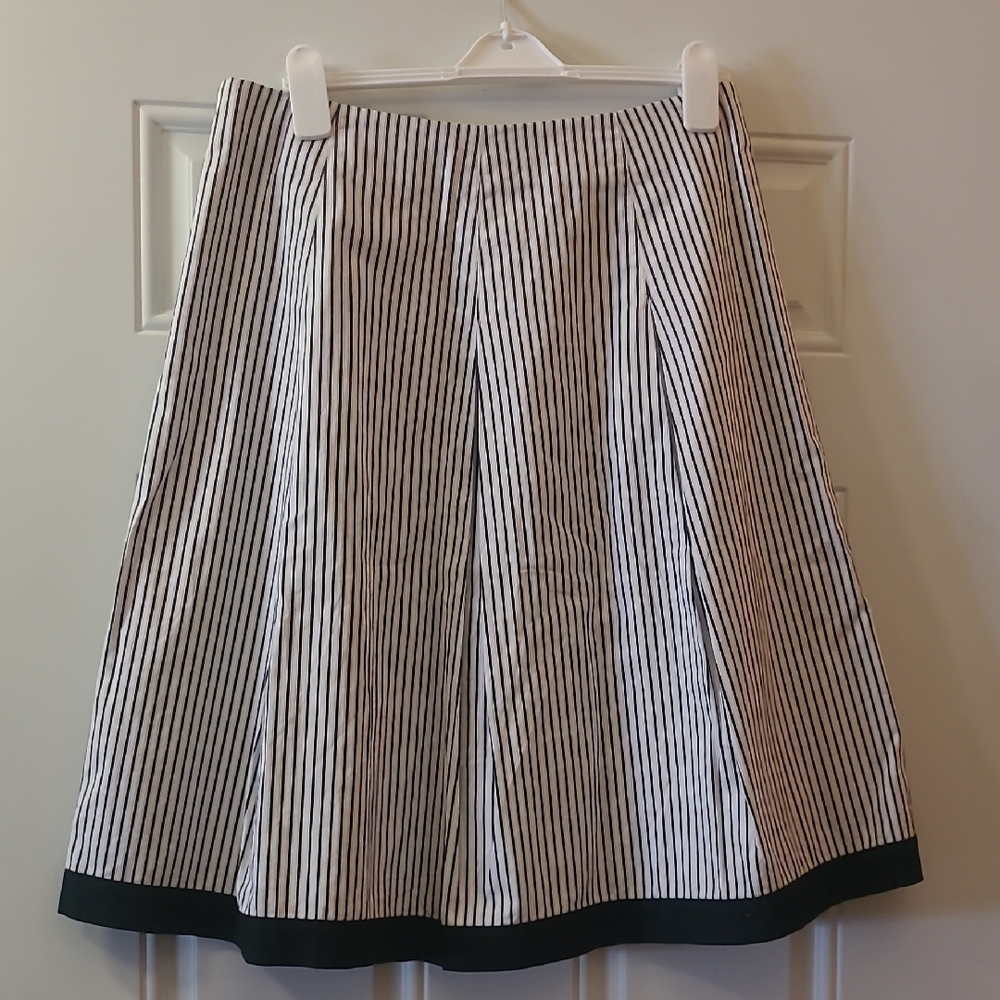 Talbots Black and White Striped A-Line Skirt